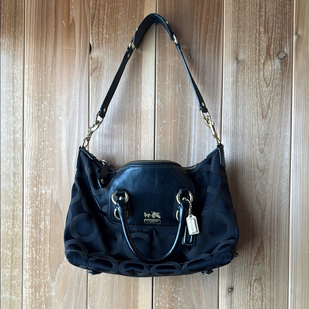 Coach Black Classic Shoulder Bag with Gold Accents
